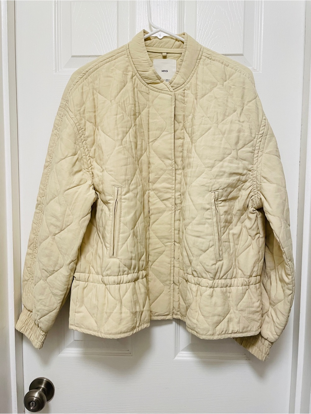 Mango Quilted Cream Puffer Jacket